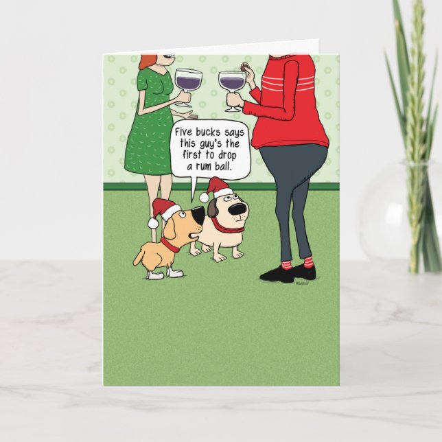 Chiens amusants à la carte de Noël de fête (Devant)