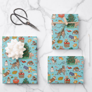 Chiens amusants Papier d'enveloppement de Noël -