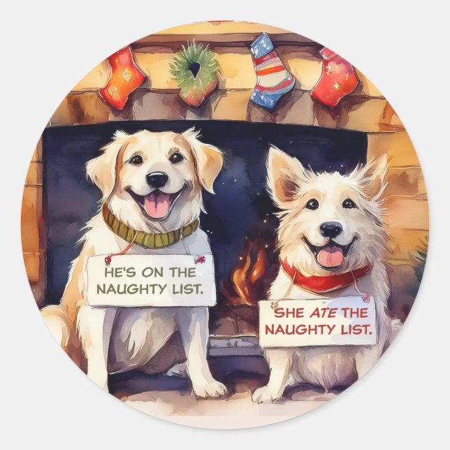 Chiens coquins Stickers Enveloppe de Noël (Devant)