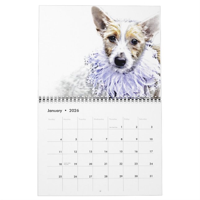Chiens dans l'art - calendrier (Jan 2026)