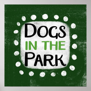 Chiens Dans Le Parc Poster Wall Art