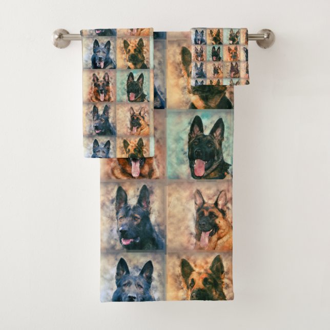 Chiens de berger allemand - GSD - collage d'art (En situation)