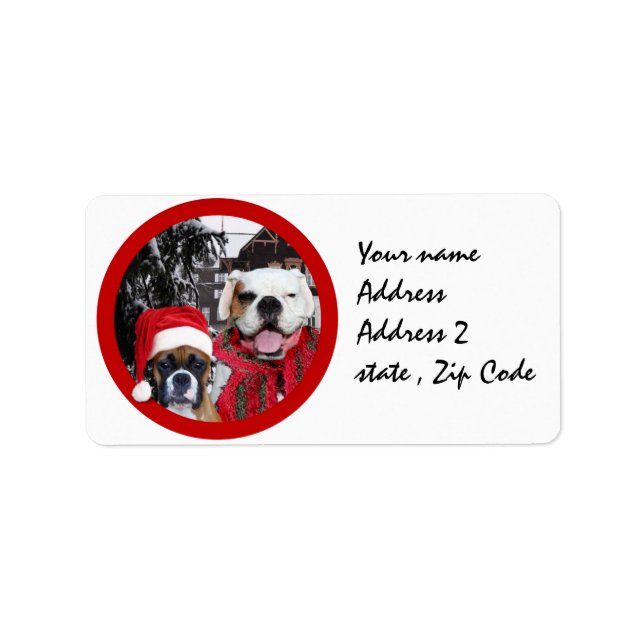 Chiens de boxe de Noël expédiant des étiquettes (Devant)