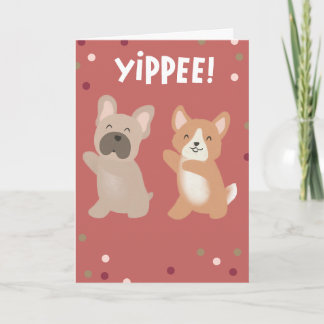 Chiens de danse Yippee Félicitations Carte de voeu