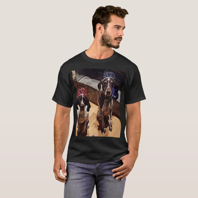 Chiens de la fête de la Saint-Sylvestre T-shirt no (Devant entier)