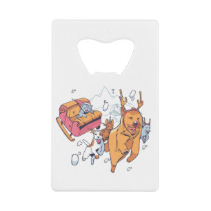 Chiens de Noël et traîneau de chat