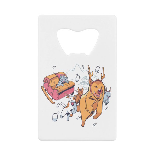 Chiens de Noël et traîneau de chat (Devant)