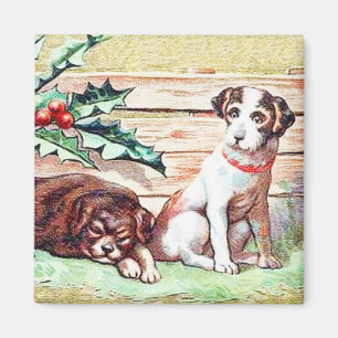 Chiens de Noël Magnet Vintage