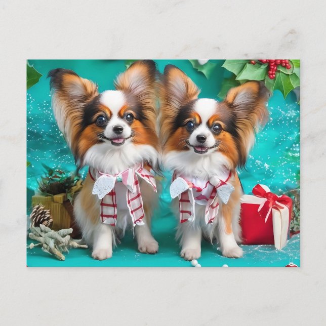 Chiens de Noël mignons Carte postale de vacances (Devant)