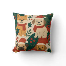 Chiens de Noël mignons Coussin - Décor de marionne