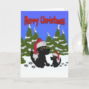 Chiens de père Noël Joyeuse carte de Noël