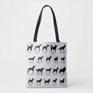 Chiens de races dans le Sac fourre-tout Silhouette