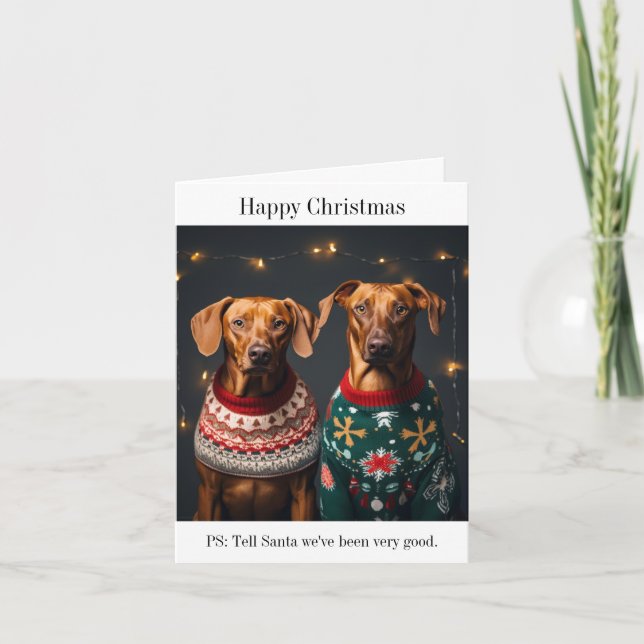 Chiens de Rhodesian Ridgeback heureux carte de Noë (Devant)