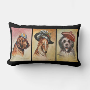 Chiens, dessin animé triptyque lombaire coussin