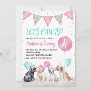 Chiens du drapeau de Bunting Invitation d'annivers