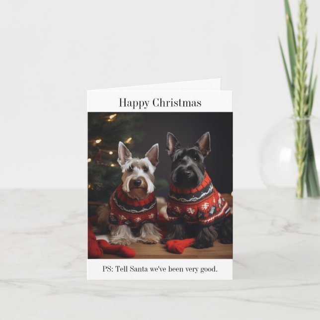 Chiens écossais de Terrier joyeux carte de Noël (Devant)