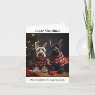 Chiens écossais de Terrier joyeux carte de Noël