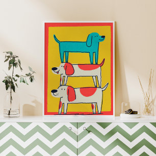 Chiens empilés Poètes muraux Poster d'art Imprimer