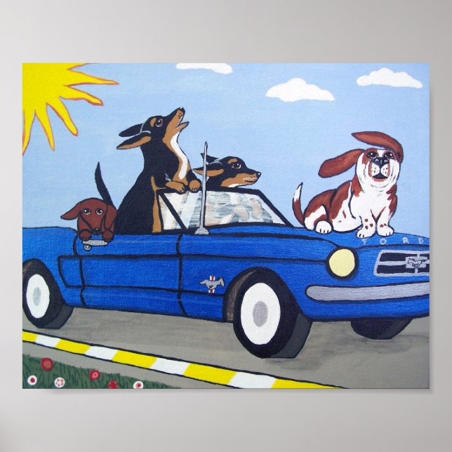 Chiens en Blue Mustang Summer Cruising Poster (Devant)