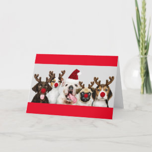 CHIENS EN REINDEER COSTUME Carte de voeux PERSONNA