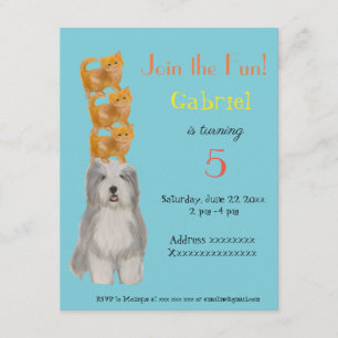 Chiens et chatons, invitation à la fête d'annivers