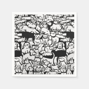 Chiens et chats Cartoon" serviettes en papier