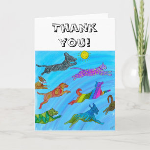 Chiens et chats mignons Sauter pour la carte de vo