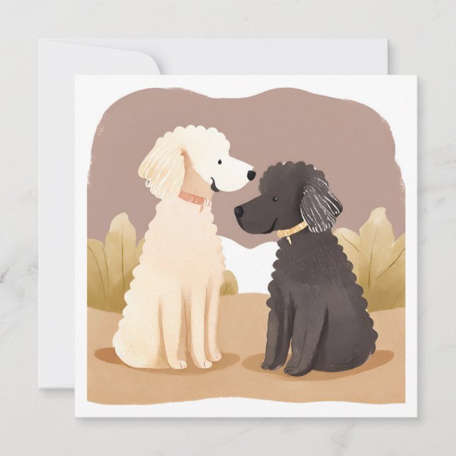 Chiens Fluffy | Carte de peinture à l'aquarelle po (Devant)