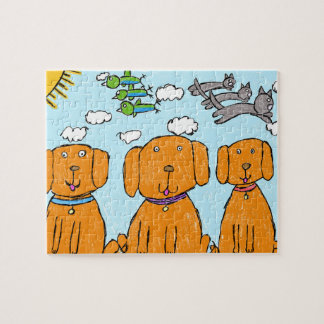 "Chiens heureux au soleil" Puzzle
