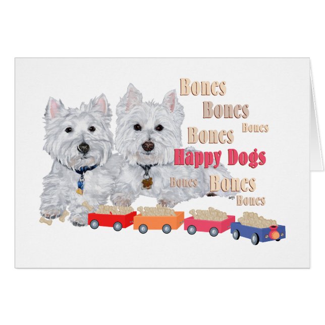 Chiens heureux avec des os (Devant horizontal)