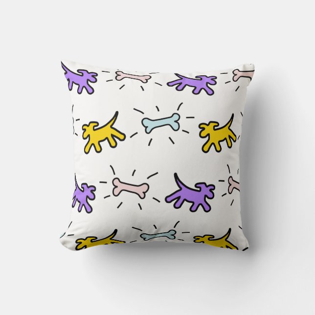 Chiens jaunes violets os Coussin de style Graffiti (Recto)