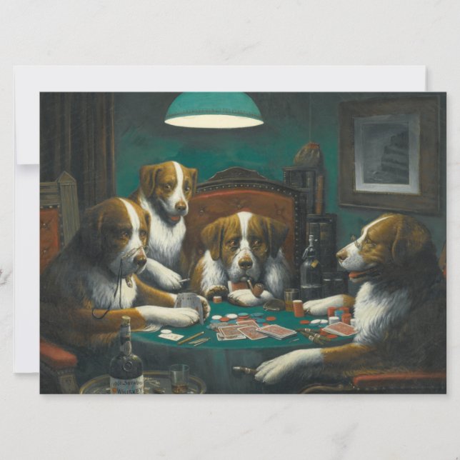 Chiens jouant au poker (jeu de carte animale) (Devant)