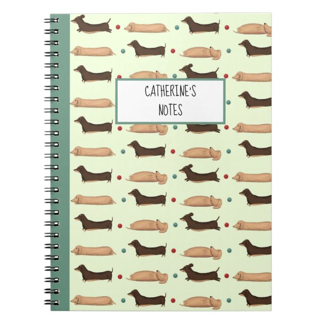 Chiens longs - Carnet vert Dachshunds (Devant)