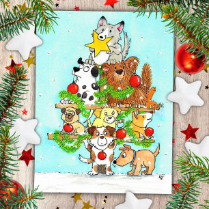 Chiens Merry Christmas carte postale de Nicole Jan