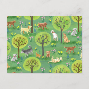 Chiens mignons dans la carte postale de Dog Park