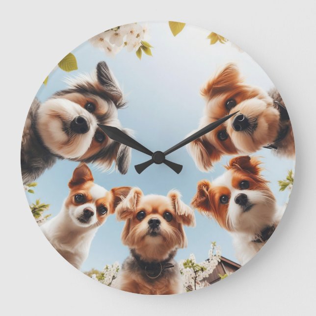 Chiens mignons Drôle Chien Mur Horloge (Recto)