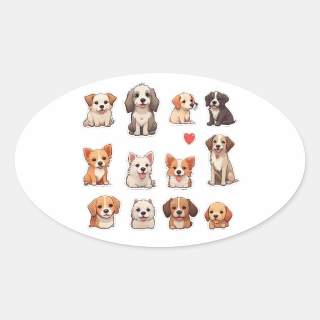 chiens mignons en autocollants (Devant)