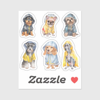 Chiens mignons en Raincoats (2) Stickers
