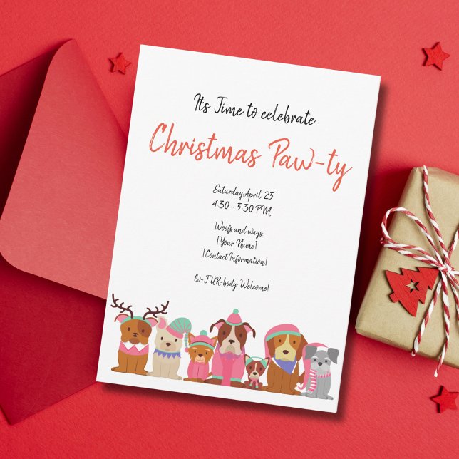 Chiens mignons Noël Pawty Invitation (Créateur téléchargé)