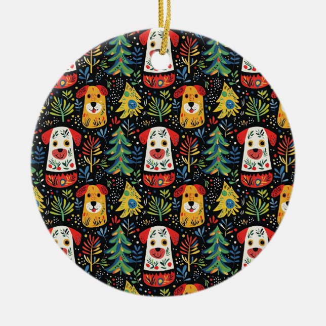 Chiens mignons Ornement de Noël (Devant)