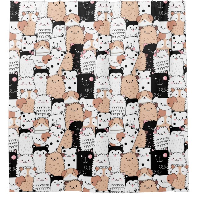 Chiens Motif rideau de douche (Devant)