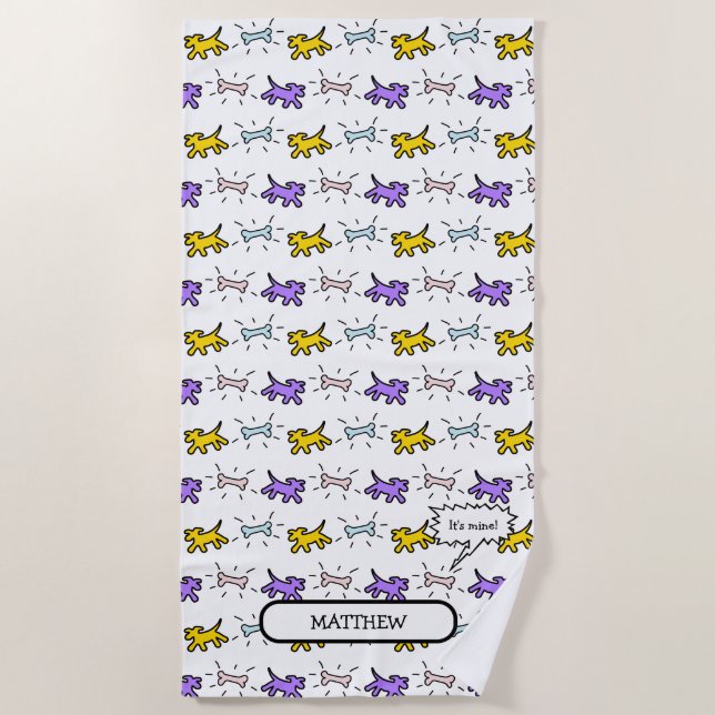 Chiens os PY Graffiti Style Nom Plage Serviette (Devant)