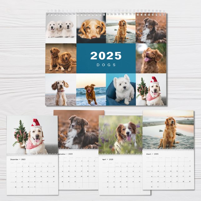 Chiens Photo Collage Calendrier moderne 2025 (Créateur téléchargé)