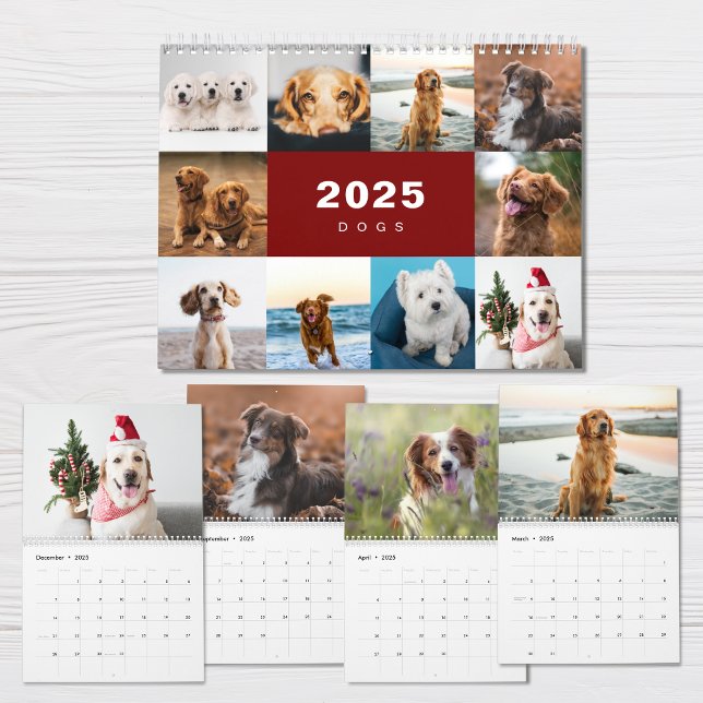 Chiens Photo Collage Calendrier moderne 2025 (Créateur téléchargé)
