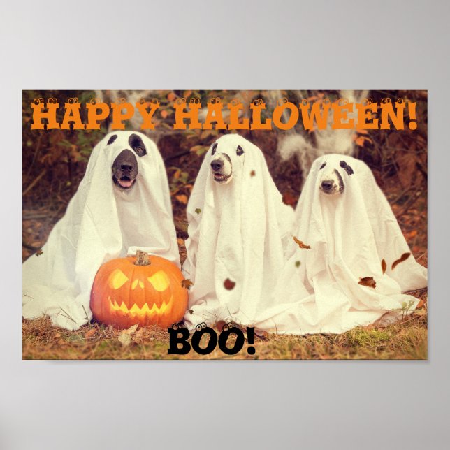 CHIENS PORTANT LE GHOST COSTUMES HALLOWEEN POSTER (Devant)