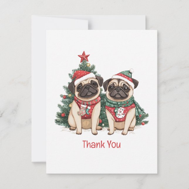 Chiens Pug de Noël Merci (Devant)