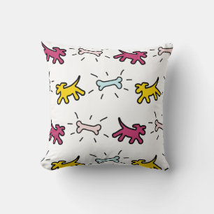 Chiens rouges jaunes Bones bleus Coussin de style
