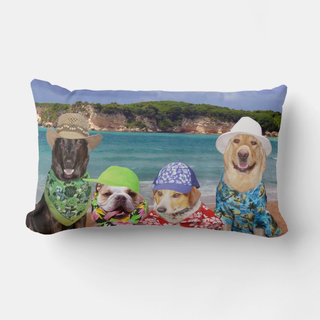 Chiens sur le coussin de plage (Recto)