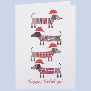 Chiens teckel en chapeaux de Père Noël Noël