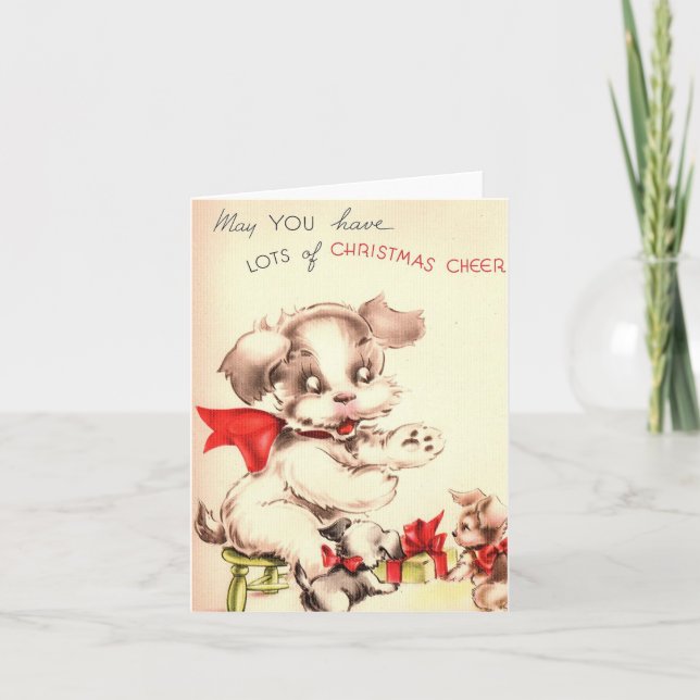 Chiens vintages Carte de Noël (Devant)